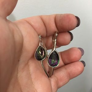 Sterling Silver Mystic Topaz hoops.